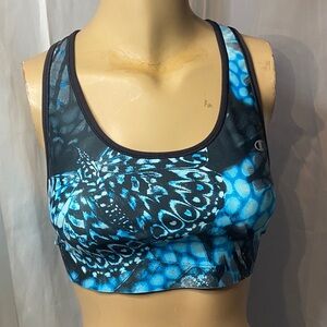 Champion Women's Black and Blue Butterfly Sports Bra